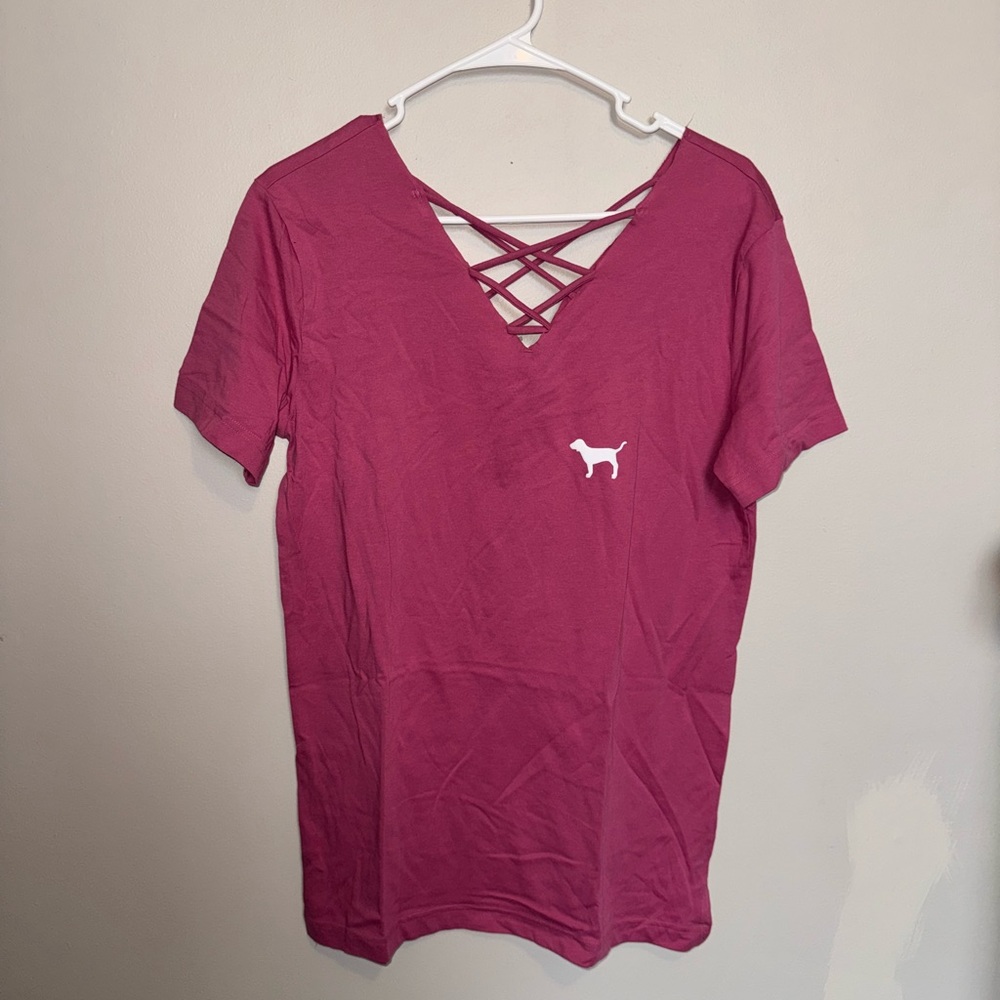 Pink VS V-Neck Crisscross Women's Top